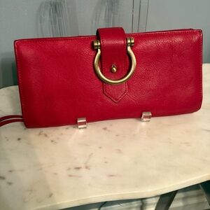 Ciara Oversized Sapahn Red Raw Wallet Genuine Leather Card Holder Wristlet Purse